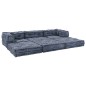 vidaXL Pouffe Divano Modulare a 3 posti in Tessuto Blu vidaXL Pouffe Divano Modulare a 3 posti in Tessuto Blu