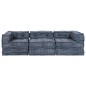 vidaXL Pouffe Divano Modulare a 3 posti in Tessuto Blu vidaXL Pouffe Divano Modulare a 3 posti in Tessuto Blu