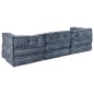 vidaXL Pouffe Divano Modulare a 3 posti in Tessuto Blu vidaXL Pouffe Divano Modulare a 3 posti in Tessuto Blu