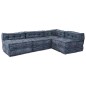 vidaXL Divano Pouffe Modulare per 4 Persone in Tessuto Indigo vidaXL Divano Pouffe Modulare per 4 Persone in Tessuto Indigo
