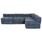 vidaXL Divano Pouffe Modulare per 4 Persone in Tessuto Indigo vidaXL Divano Pouffe Modulare per 4 Persone in Tessuto Indigo