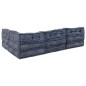 vidaXL Divano Pouffe Modulare per 4 Persone in Tessuto Indigo vidaXL Divano Pouffe Modulare per 4 Persone in Tessuto Indigo