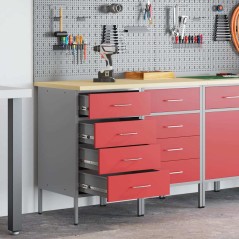 vidaXL Armadietto da Lavoro 2 pz Rosso e Grigio in Legno Ingegnerizzato e Acciaio