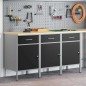 Set di mobili da lavoro vidaXL 3 pezzi Nero e Grigio in legno ingegnerizzato e acciaio Set di mobili da lavoro vidaXL 3 pezzi Nero e Grigio in legno ingegnerizzato e acciaio
