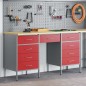 Set Armadio e Tavolo 3 Pezzi vidaXL Rosso in Legno Ingegnerizzato e Acciaio Set Armadio e Tavolo 3 Pezzi vidaXL Rosso in Legno Ingegnerizzato e Acciaio