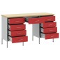 Set Armadio e Tavolo 3 Pezzi vidaXL Rosso in Legno Ingegnerizzato e Acciaio Set Armadio e Tavolo 3 Pezzi vidaXL Rosso in Legno Ingegnerizzato e Acciaio