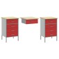 Set Armadio e Tavolo 3 Pezzi vidaXL Rosso in Legno Ingegnerizzato e Acciaio Set Armadio e Tavolo 3 Pezzi vidaXL Rosso in Legno Ingegnerizzato e Acciaio