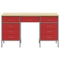 Set Armadio e Tavolo 3 Pezzi vidaXL Rosso in Legno Ingegnerizzato e Acciaio Set Armadio e Tavolo 3 Pezzi vidaXL Rosso in Legno Ingegnerizzato e Acciaio