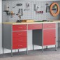 Set Armadio e Tavolo da Lavoro 3 Pezzi vidaXL Rosso in Legno Ingegnerizzato e Acciaio Set Armadio e Tavolo da Lavoro 3 Pezzi vidaXL Rosso in Legno Ingegnerizzato e Acciaio