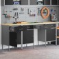 Set di armadi e tavolo da lavoro a 4 pezzi vidaXL in legno ingegnerizzato e acciaio nero