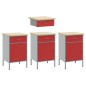 vidaXL Set da Tavolo e Armadietto da Lavoro in 4 Pezzi Rosso in Legno Ingegnerizzato e Acciaio