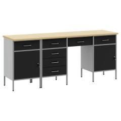 Set da lavoro e tavolo 4 pezzi vidaXL neri in legno ingegnerizzato e acciaio
