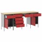 Set da 4 pezzi di armadietti e tavolo da lavoro vidaXL in legno ingegnerizzato e acciaio rosso Set da 4 pezzi di armadietti e tavolo da lavoro vidaXL in legno ingegnerizzato e acciaio rosso