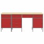 Set da 4 pezzi di armadietti e tavolo da lavoro vidaXL in legno ingegnerizzato e acciaio rosso Set da 4 pezzi di armadietti e tavolo da lavoro vidaXL in legno ingegnerizzato e acciaio rosso
