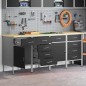 Set di Armadi da Lavoro vidaXL in 4 Pezzi Nero e Grigio in Legno Ingegnerizzato e Acciaio