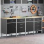 Set di Armadi da Lavoro vidaXL in 4 Pezzi Nero e Grigio in Legno Ingegnerizzato e Acciaio