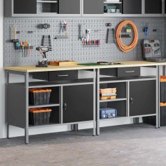 Set di 2 Banchi da Lavoro in Acciaio Nero vidaXL