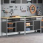 Set di 2 Banchi da Lavoro in Acciaio Nero vidaXL