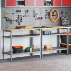 Set di 2 Banchi da Lavoro Grigi in Acciaio di VidaXL