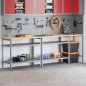 Set di banchi da lavoro in acciaio grigio, 3 pezzi Set di banchi da lavoro in acciaio grigio, 3 pezzi