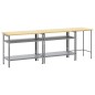 Set di banchi da lavoro in acciaio grigio, 3 pezzi Set di banchi da lavoro in acciaio grigio, 3 pezzi