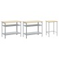 Set di banchi da lavoro in acciaio grigio, 3 pezzi Set di banchi da lavoro in acciaio grigio, 3 pezzi