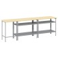 Set di banchi da lavoro in acciaio grigio, 3 pezzi Set di banchi da lavoro in acciaio grigio, 3 pezzi