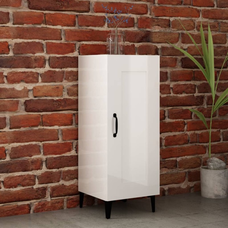 Credenza Bianco Lucido 34,5x34x90 cm in Legno Multistrato Credenza Bianco Lucido 34,5x34x90 cm in Legno Multistrato