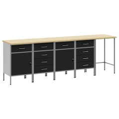 vidaXL Set da Lavoro e Tavolo Angolare da 5 Pezzi Nero in Legno Compensato