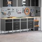 vidaXL Set da Lavoro e Tavolo Angolare da 5 Pezzi Nero in Legno Compensato vidaXL Set da Lavoro e Tavolo Angolare da 5 Pezzi Nero in Legno Compensato