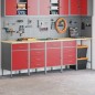 Set di Armadietti da Lavoro e Tavolo Angolare Rosso in Legno Ingenerizzato - 5 Pezzi Set di Armadietti da Lavoro e Tavolo Angolare Rosso in Legno Ingenerizzato - 5 Pezzi