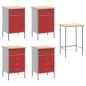 Set di Armadietti da Lavoro e Tavolo Angolare Rosso in Legno Ingenerizzato - 5 Pezzi Set di Armadietti da Lavoro e Tavolo Angolare Rosso in Legno Ingenerizzato - 5 Pezzi
