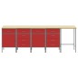 Set di Armadietti da Lavoro e Tavolo Angolare Rosso in Legno Ingenerizzato - 5 Pezzi Set di Armadietti da Lavoro e Tavolo Angolare Rosso in Legno Ingenerizzato - 5 Pezzi