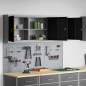 vidaXL Set da 5 Pezzi di Armadio per Utensili e Pannello Magnetico da Montare a Muro in Metallo Nero vidaXL Set da 5 Pezzi di Armadio per Utensili e Pannello Magnetico da Montare a Muro in Metallo Nero