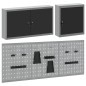 vidaXL Set da 5 Pezzi di Armadio per Utensili e Pannello Magnetico da Montare a Muro in Metallo Nero vidaXL Set da 5 Pezzi di Armadio per Utensili e Pannello Magnetico da Montare a Muro in Metallo Nero