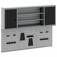 Set di armadietti e pannelli attrezzati da parete a 6 pezzi vidaXL in metallo nero