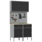 Set di 5 pezzi di armadio da lavoro e pannello forato MDF e metallo nero