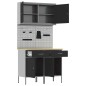 Set di 5 pezzi di armadio da lavoro e pannello forato MDF e metallo nero