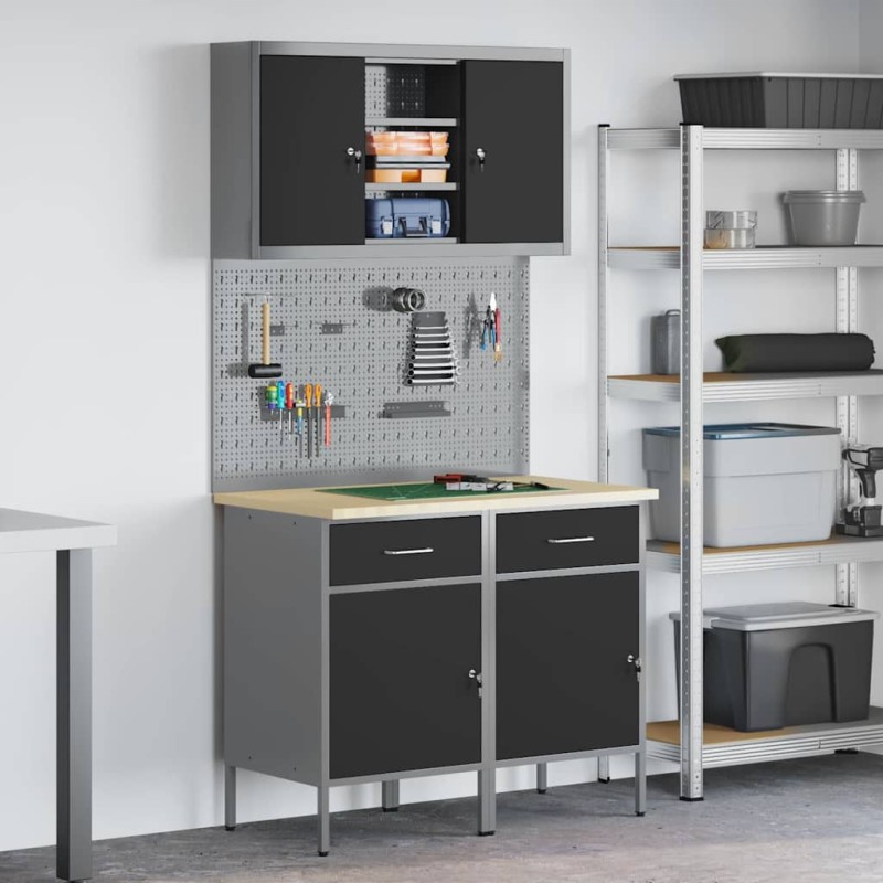 vidaXL Set da lavoro da 8 pezzi in acciaio grigio vidaXL Set da lavoro da 8 pezzi in acciaio grigio