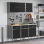 vidaXL Set di banchi da lavoro 8 pezzi in acciaio nero vidaXL Set di banchi da lavoro 8 pezzi in acciaio nero