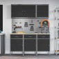 vidaXL Set di banchi da lavoro 8 pezzi in acciaio nero vidaXL Set di banchi da lavoro 8 pezzi in acciaio nero