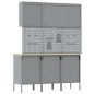 Set di armadi da lavoro e pannelli pegboard neri in MDF e metallo da 8 pezzi