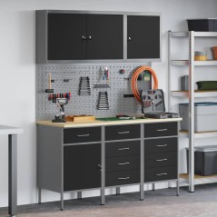Set da lavoro da banco 8 pezzi in acciaio nero