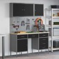 vidaXL Set da lavoro con armadio e pegboard 8 pezzi nero in MDF e metallo vidaXL Set da lavoro con armadio e pegboard 8 pezzi nero in MDF e metallo