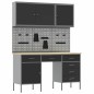 vidaXL Set da lavoro con armadio e pegboard 8 pezzi nero in MDF e metallo vidaXL Set da lavoro con armadio e pegboard 8 pezzi nero in MDF e metallo