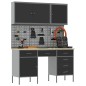 vidaXL Set da lavoro con armadio e pegboard 8 pezzi nero in MDF e metallo vidaXL Set da lavoro con armadio e pegboard 8 pezzi nero in MDF e metallo
