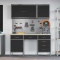 vidaXL Set da lavoro con armadio e pegboard 8 pezzi nero in MDF e metallo vidaXL Set da lavoro con armadio e pegboard 8 pezzi nero in MDF e metallo