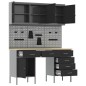 vidaXL Set da lavoro con armadio e pegboard 8 pezzi nero in MDF e metallo vidaXL Set da lavoro con armadio e pegboard 8 pezzi nero in MDF e metallo