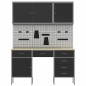 vidaXL Set da lavoro con armadio e pegboard 8 pezzi nero in MDF e metallo vidaXL Set da lavoro con armadio e pegboard 8 pezzi nero in MDF e metallo