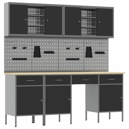 vidaXL Set da lavoro con 10 pezzi Acciaio nero